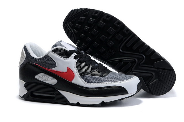 Mens Nike Air Max 90 Mesh Black White Silver Red